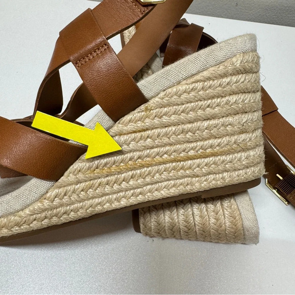 Cole Haan Wedge Platform Sandals Leather Brown US 8 Narrow Casual Summer Coastal - Picture 9 of 10